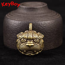 Brass Beast Head Exorcism Bell Pendant for Keychains Vintage Lucky Car Key Chain Hangings Jewelry Motor Biker Lady Rider Bells 2024 - buy cheap