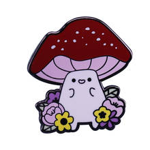 Spring mushroom hard enamel pin woodland flower plant cute outdoors nature lover gift 2024 - buy cheap