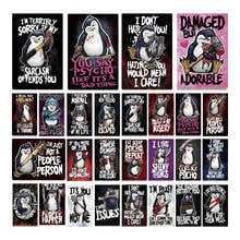 Crazy Penguin Metal Poster Funny Metal Tin Sign Iron Painting Home Decor Decorative Metal Plate Wall Decor 2024 - buy cheap