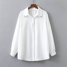 Plus Size Women's Blouse Long Sleeved White OL Tops Casual Vintage Ladies' Workwear blouse 2024 - buy cheap