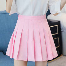 Pink Pleated Satin Skirt Summer High Waist Pleated Mini Skirt Women's Fashion Slim Waist Casual Tennis Skirts Black Blue White 2024 - buy cheap