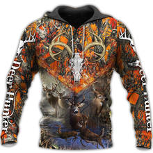 Fashion Autumn Animal Deer Hunter Art Camo Men Women Casual Sportswear 3D Print Unisex Hoodie Zipper Sweatshirt Jacket Top S-323 2024 - buy cheap