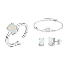 Opal Jewelry Sets 925 Sterling Silver Oval Stone Stud Earrings Bracelets Open Rings Korean Jewelry Women Wedding Party Gifts 2024 - buy cheap