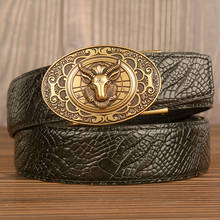 Cinturones de cuero de lujo genuino de la más alta calidad de la famosa marca para hombres, cinturones de hombre Vintage con hebilla automática, cinturones de negocios para hombres 2024 - compra barato