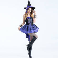 S-XXL New Sexy Purple Woman Witch For Halloween Costume Devil Fancy Dress Carnival Party Club Magican Adult Cosplay Clothing 2024 - buy cheap