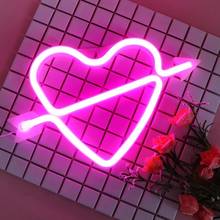 Cupid's Bow Shape Neon Light Romantic LED Heart Night Lamp Battery&USB Operated Neon Signs for Bedroom Xmas Birthday Party Weddi 2024 - buy cheap