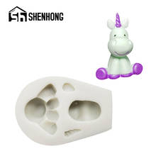 SHENHONG DIY Festa De Aniversário Ofício Açúcar Acessórios Sobremesa Decoração Unicórnio Forma Silicone Fondant Bolo Mold Baking Mould 2024 - compre barato