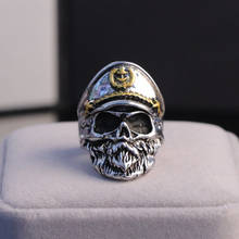 Punk Legion Men's Muerte Death Skull Officer Navy Captain Ring Stainless Steel Rings Rock Biker Jewelry Gift 2024 - buy cheap