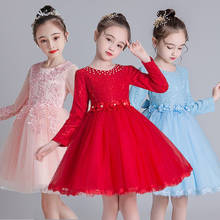 KEAIYOUHUO-vestido de Navidad para niña, ropa de princesa con flores de encaje para niña, vestido de boda para niño pequeño 2021 2024 - compra barato