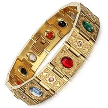 Gold Stainless Steel Bio Energy Bracelet Men Wonen Fashion Health FIR Bangle CZ Zircon Magnetic Jewelry Bracelets Dropship 2020 2024 - buy cheap