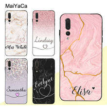 MaiYaCa-Funda personalizada con mármol rosa para móvil, carcasa con nombre inicial para Huawei P30 Pro, P40, P10, P20 Lite, Mate 20, 30, 10 Lite, P Smart 2019 Z 2024 - compra barato