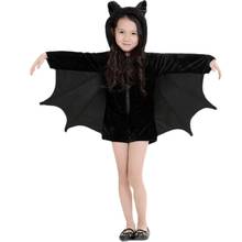 Kid Girls Black Bat Costume Halloween Hooded Jumpsuit Romper Cosplay Outfit With Wings Ears Stockings For Child Teen Girls 2024 - buy cheap