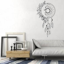 Vinyl Wall Sticker Home Decor Feathers Dreamcatcher Wind Night Symbol Indian Decal Bedroom Livingroom Decor WL1734 2024 - buy cheap