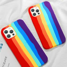 High Quality Rainbow Liquid Silicone Phone Case for iPhone 12 11 Pro Max Xr Xs Xsmax 7 8 Plus SE 2020 Foral Tpu Case New Cover 2024 - buy cheap