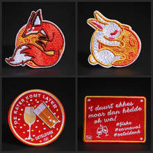 Red patch Kawaii small animal fox rabbit Hats T-shirt ironing patch Party hangover Wine decorative badge 2024 - buy cheap