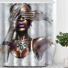 Cortina de ducha de tela de poliéster impermeable para mujer afroamericana, cortina de ducha con estampado de Arte Negro para playa, cierra tu ojo 2024 - compra barato