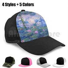 Claude-Water Lilies Baseball Cap Unisex Mesh Casual Print Adjustable Water Flowers Travel View Petal Flora Climate Reflection 2024 - buy cheap