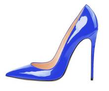 Blue Patent Leather Slip-on Dress Wedding Shoes Woman Pointed Toe Stiletto High Heels Banquet OL Pumps Ladies Thin High Heels 2024 - buy cheap