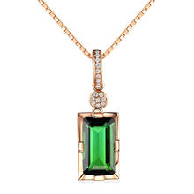 Collar con colgante cuadrado de piedras preciosas de cristal verde esmeralda para mujer, gargantilla de cadena de oro rosa de 18k, joyería de diamante de circón, regalo 2024 - compra barato