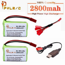 (JST) batería recargable de 4,8 V, 2800mah, NiMH, cargador para juguetes Rc, coches, tanques, Robots, pistolas, barcos, 2800mah, AA, 4,8 V 2024 - compra barato