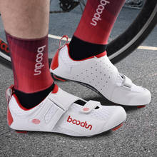 Обувь для триатлона Boodun, новинка 2020, дышащая сетчатая Ультралегкая нескользящая обувь из углеродного волокна для велоспорта, обувь с замком для шоссейного велосипеда 2022 - купить недорого