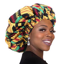 Novo extra grande impressão gorro africano elástico noite sono boné quimio chapéu de cuidados com o cabelo para homens unisex boné para proteger o cabelo 2024 - compre barato