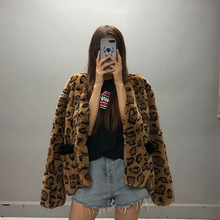 Autumn Winter Womens V-neck Leopard Long Sleeve Coat Faux Fur Outwear L8 2024 - buy cheap