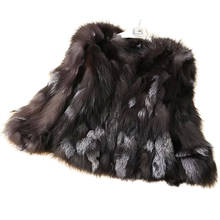 Женское пальто из натурального Меха чернобурки, теплая зимняя куртка смешанных цветов с круглым вырезом TFP316 2024 - купить недорого