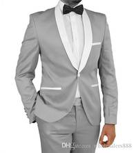 New Arrival Shawl White Lapel Men Suits Groomsmen Groom Tuxedos Lavender Wedding Best Man Bridegroom 2 Pieces (Jacket+Pants) 2024 - buy cheap