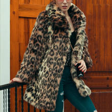 Abrigo de piel sintética con estampado de leopardo para mujer, abrigo grueso y cálido de manga larga, elegante, ajustado, invierno, 2021 2024 - compra barato