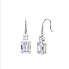 Quality 925 Sterling Silver Earrings For Women Princess Drop Accessories Shining Crystal Square Earring Female Jewelry Charm 2024 - buy cheap
