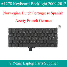 Norwegian Dutch Portuguese Spanish French German A1278 Keyboard For Macbook Pro A1278 SP FR GE EU Keyboard Backlight 2009-2012 2024 - buy cheap