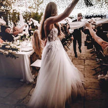 Smileven Boho Lace Wedding Dress Robe De Mariee A Line Spaghetti Strap Wedding Dress Custom Made 2024 - buy cheap