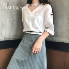 Summer High Street Women Sets Solid Color Blouse And Stripe Skirt Female Sets 2024 - buy cheap