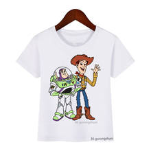 Camisas infantis com gola redonda, camisetas de verão da série zumbido lightyear, woody, engraçadas para meninos e meninas, 2021 2024 - compre barato