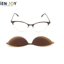 IENJOY, металлическая оправа, магнитный зажим для очков, женские солнцезащитные очки, без оправы, оправа, модный зажим, поляризованные солнцезащитные очки 2024 - купить недорого