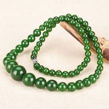 Green Jade Beads Necklace Natural Chinese Jadeite Charm Jewelry Fashion Amulet Gifts for Women Her 2024 - buy cheap