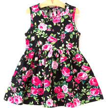 Новое летнее детское платье для девочек детское платье без рукавов с цветочным принтом для девочек мягкие хлопковые платья принцессы Одежда для девочек платье с цветочным рисунком 2024 - купить недорого