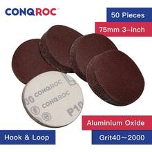 50 Pieces 75mm (3-Inch) Sanding Discs Aluminium Oxide Dry Sanding Papers Hook and Loop Grit 60~2000 2024 - buy cheap