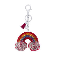 New Rhinestone Korean Velvet Rainbow Cloud Keychain Pendant Creative Gift Fresh Tassel Bag Car Accessories 2024 - buy cheap