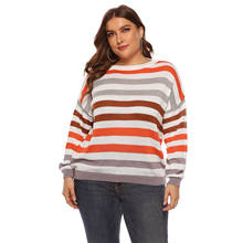 Loose Oversize Rainbow Womens Sweater Casual Plus Size Multicolor Knitted Autumn Winter 2019 Pullover Striped Female Jumper 2024 - buy cheap
