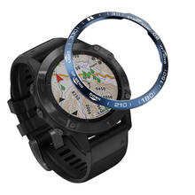 Funda de Metal antiarañazos con bisel para reloj inteligente, anillo protector con cubierta adhesiva de zafiro para Garmin Fenix6 / Fenix6 Pro / Fenix6 2024 - compra barato