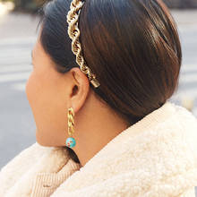 Hysecmao elegante ouro cor metal geométrica balançar brincos declaração feminina na moda resina brincos de gota brincos jóias de casamento 2024 - compre barato