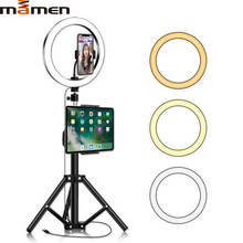 Mamen anel de luz LED de 10 polegadas, regulável para estúdio de vídeo, para fotografia selfie, iluminação para YouTube, para iPad com tripé 2024 - compre barato