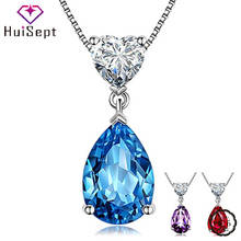 HuiSept Necklace 925 Silver Jewelry Water Drop Shape Sapphire Zircon Gemstone Pendant for Women Wedding Engagement Accessories 2024 - buy cheap