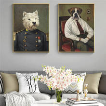 Dog in Military Uniform Oil Paintings Print on Canvas Art Posters And Prints Funny Dogs Wall Art Pictures Home Wall Decoration 2024 - buy cheap