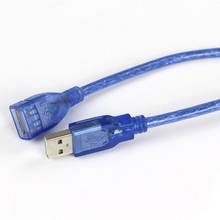 Экономичный Удлинительный кабель 0,3 м с портом USB 2,0 A (мама) на B (папа), синий Удлинительный кабель для ПК 2024 - купить недорого