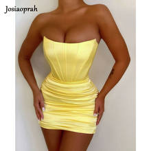 Josiahoah-Vestido corto de satén para mujer, con hombros descubiertos minivestido Sexy, antideslizante, ajustado, con tirantes y Espalda descubierta, para verano 2024 - compra barato