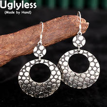 Uglyless Special Ethnic Design Thai Silver Earrings Women 925 Silver Flowers Exotic Earrings Hollow Medals Brincos Vogue Jewelry 2024 - buy cheap