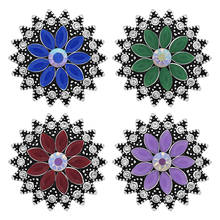 Kz3354 beleza colorido strass flores 18mm botões snap caber 18mm pulseira snap jóias atacado 2024 - compre barato